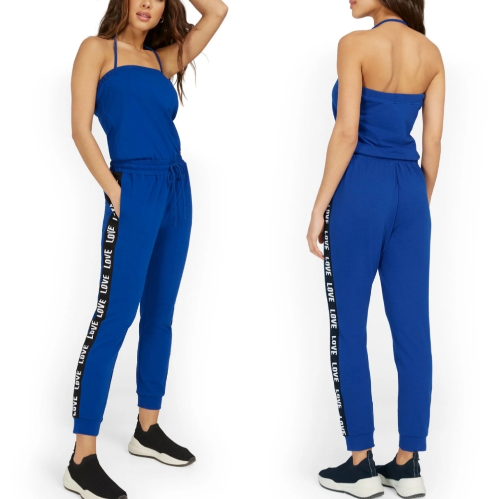 NEW YORK & CO Strapless Shelf Bra Athleisure Jumpsuit NWT Sz XL